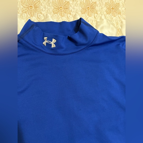 Under Armour Royal Blue ColdGear Fitted Long-Sleeve Mock for Men Performance Top - Picture 3 of 13